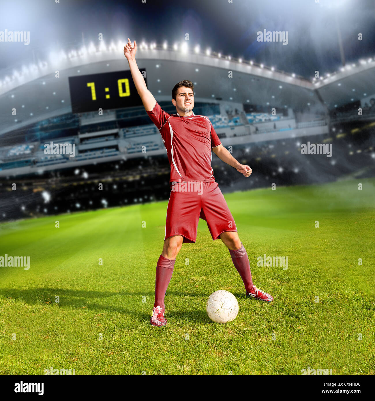 soccer or football player on the field Stock Photo