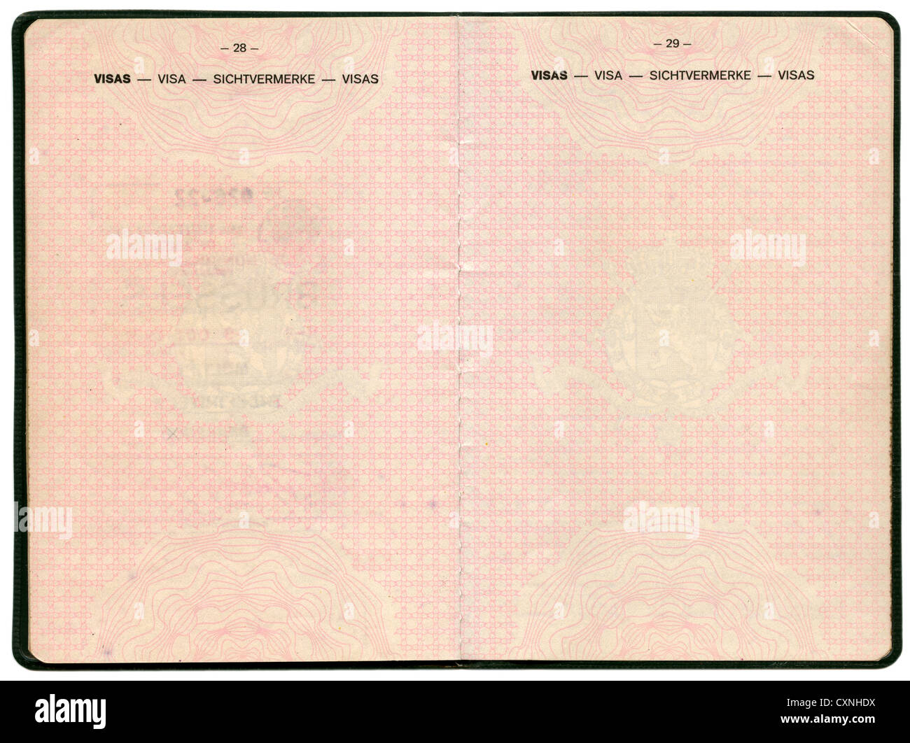 Old Belgian passport. Pages for visa marks Stock Photo Alamy