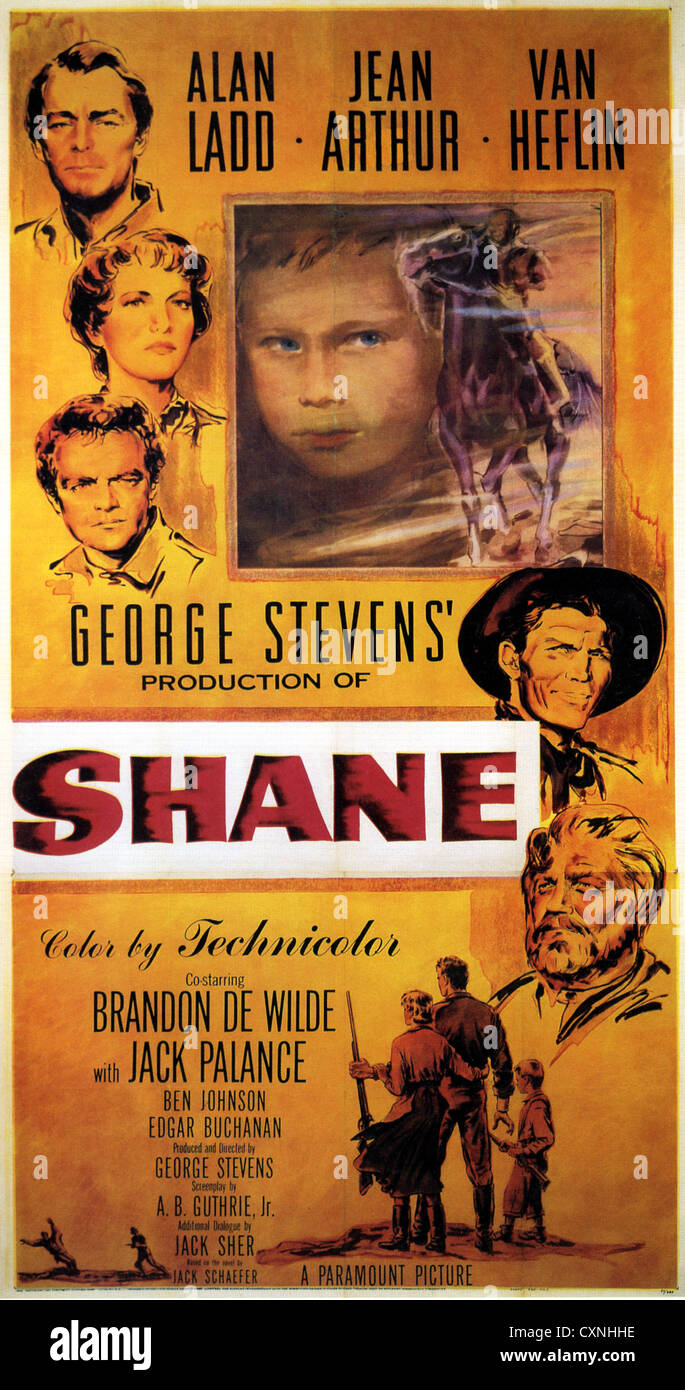 SHANE Poster for 1953 Paramount film with Alan Ladd and Jean Arthur Stock  Photo - Alamy