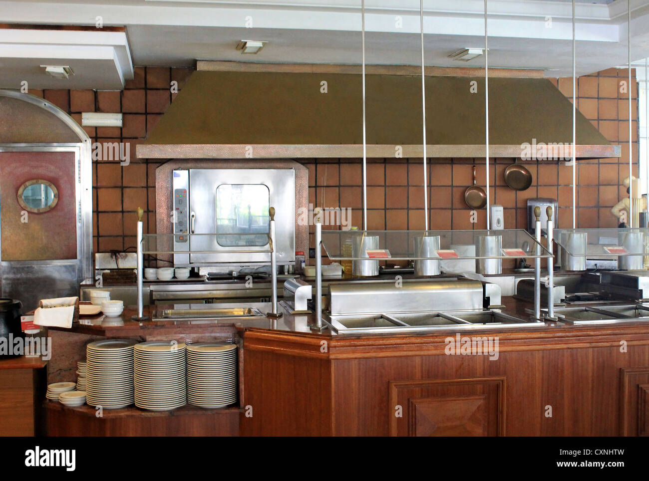 Modern commercial kitchen in hotel, restaurant or business. Stock Photo