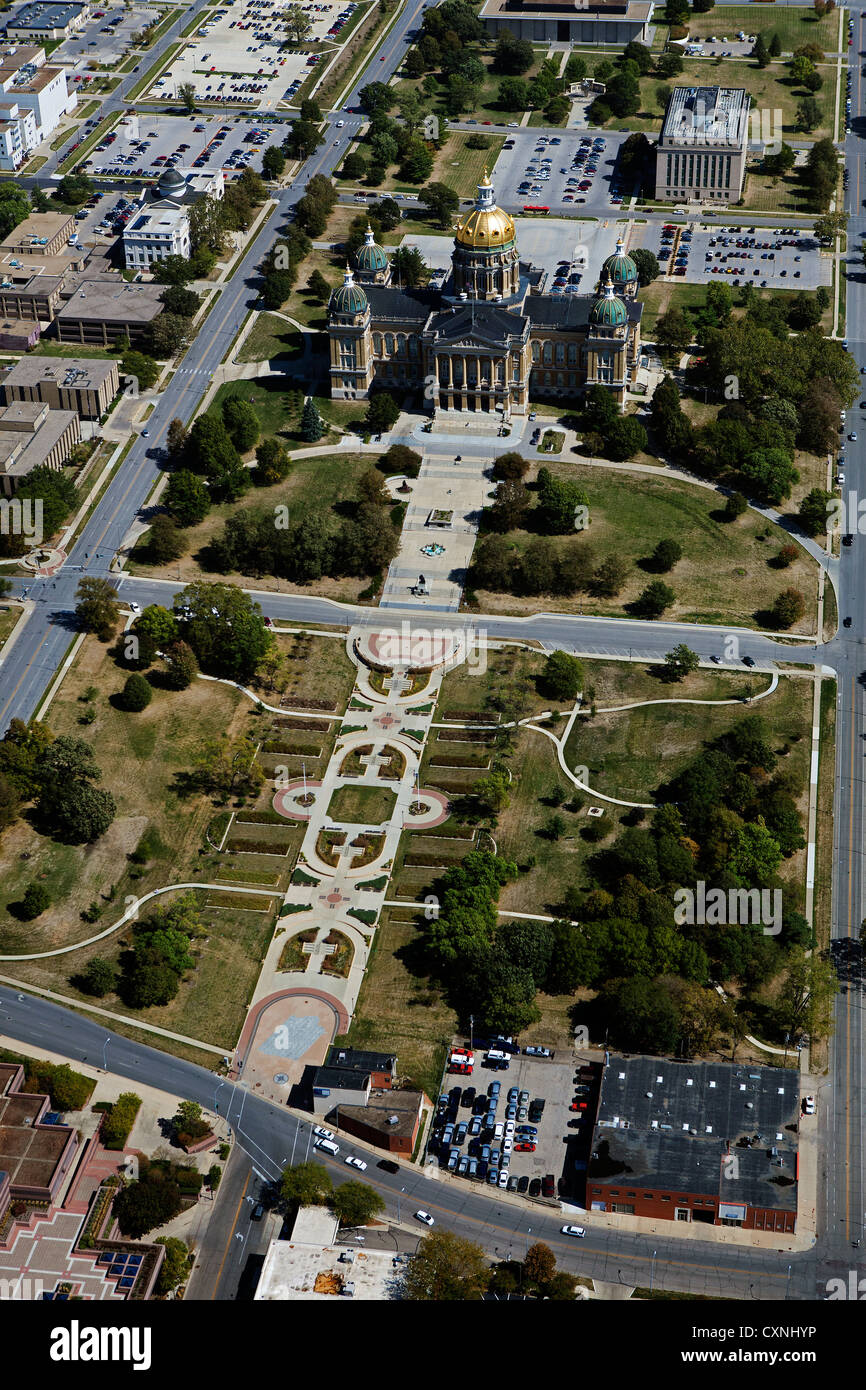 aerial photograph state capitol, Des Moines, Iowa Stock Photo