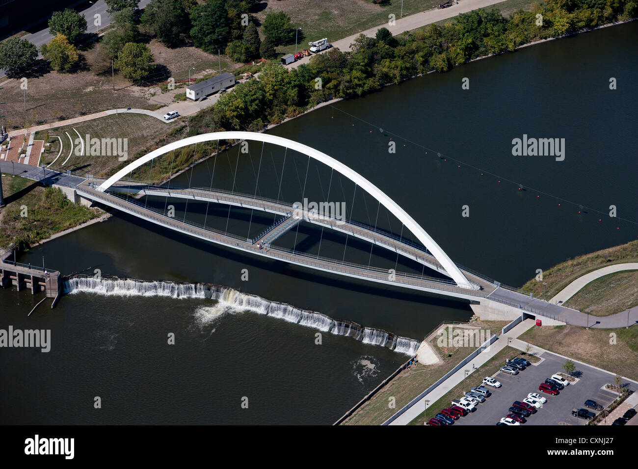 aerial photograph Center Street Bridge, Des Moines, Iowa Stock Photo