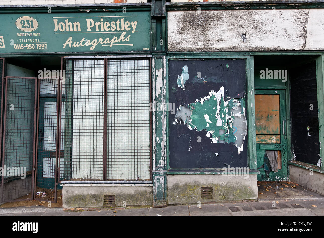 Closed and boarded up shops on the Mansfield Road Nottingham