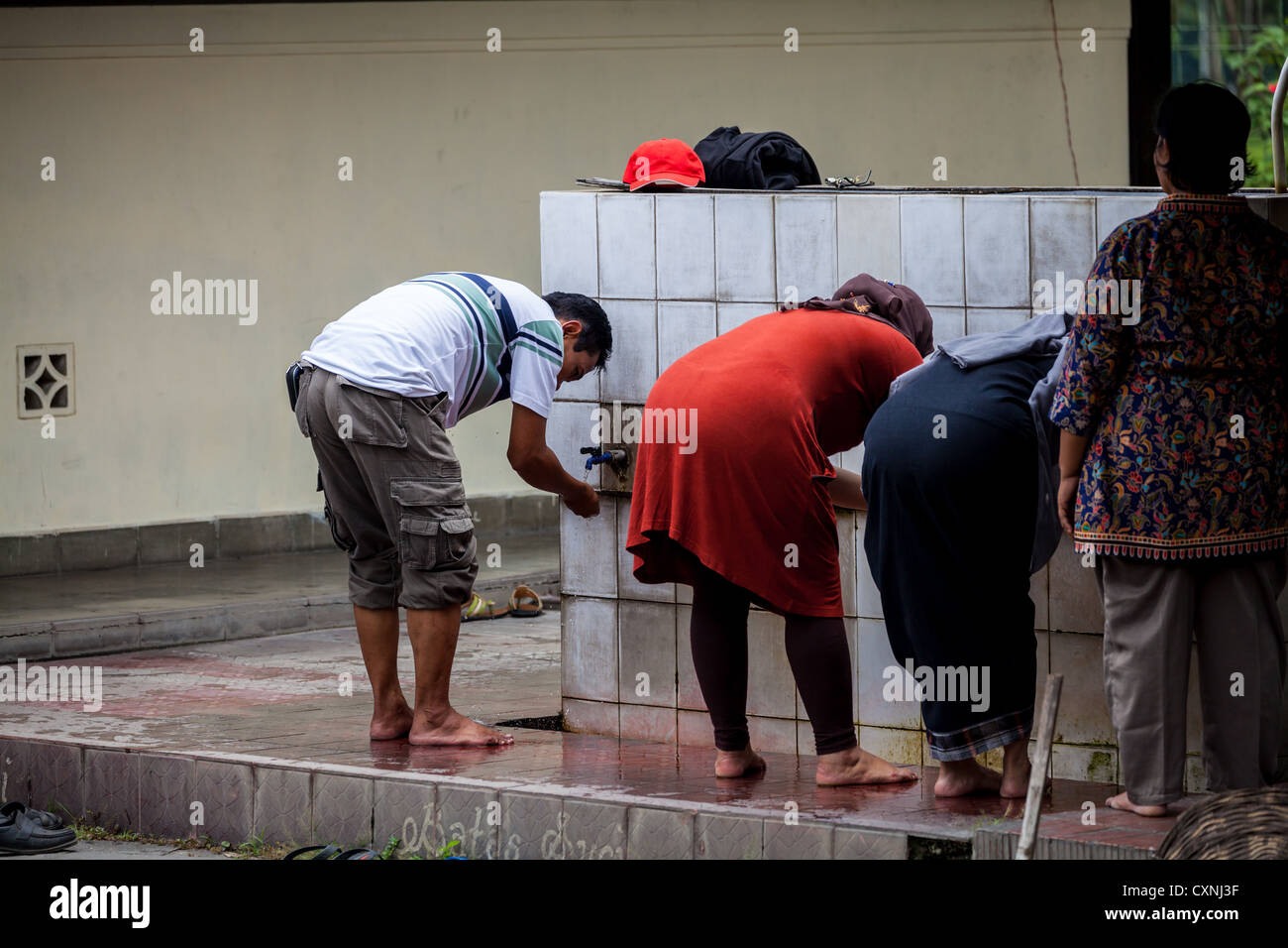 Ritual Washing in Prambanan in Indonesia Stock Photo