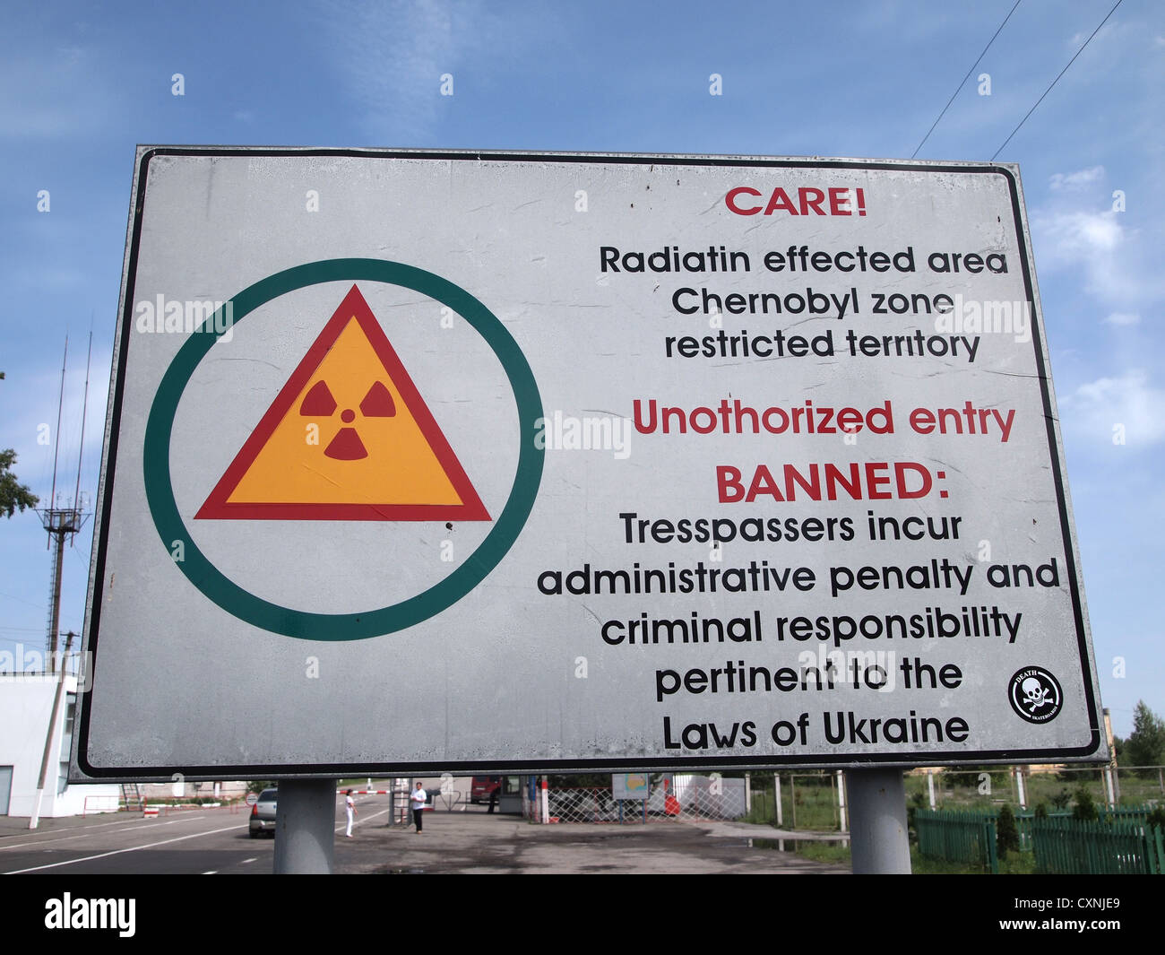 Entrance to Chernobyl Exclusion Zone, Ukraine Stock Photo