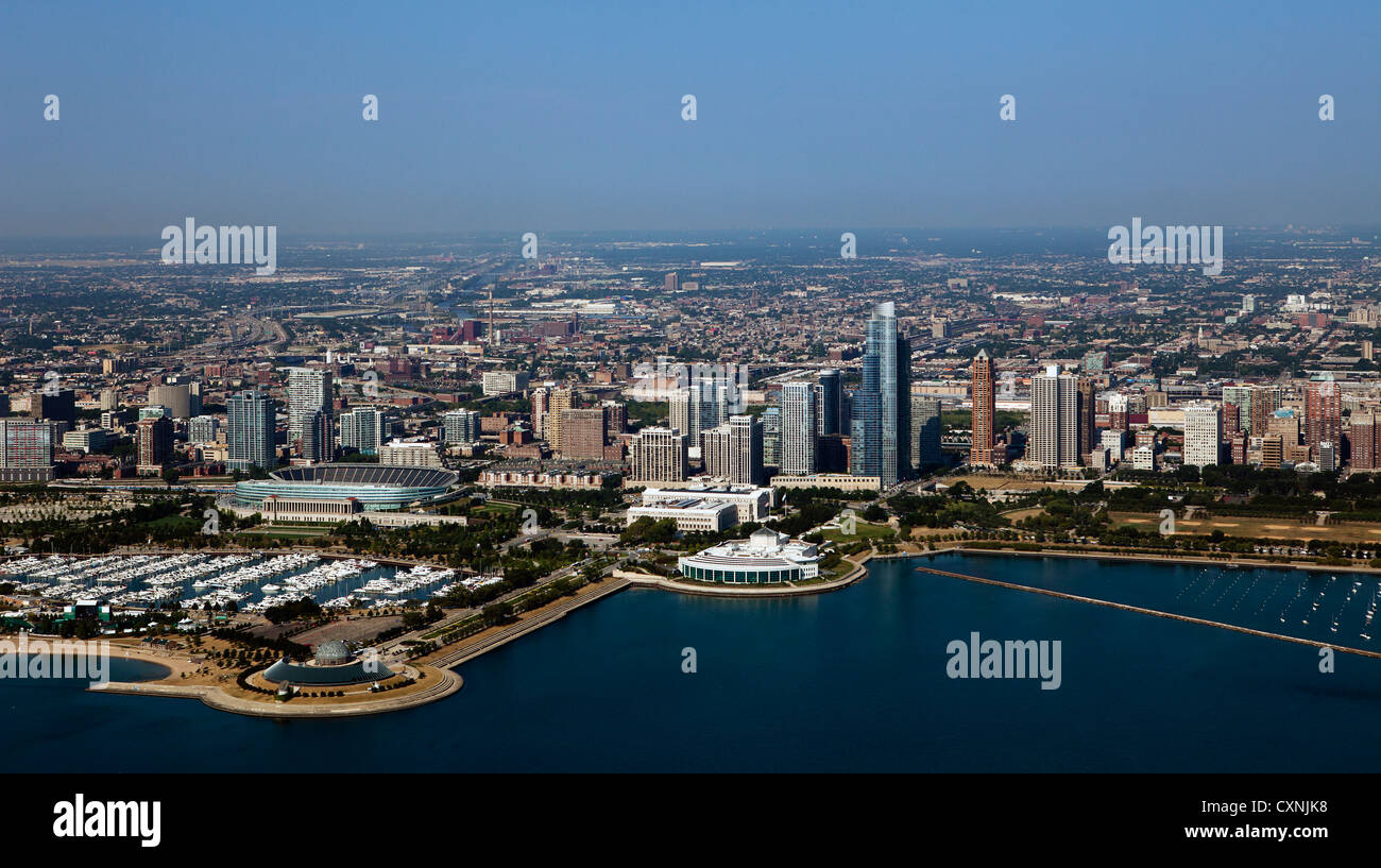 aerial photograph Northerly Island, Shedd Aqaurium, Museum Park,, Chicago, Illinois Stock Photo