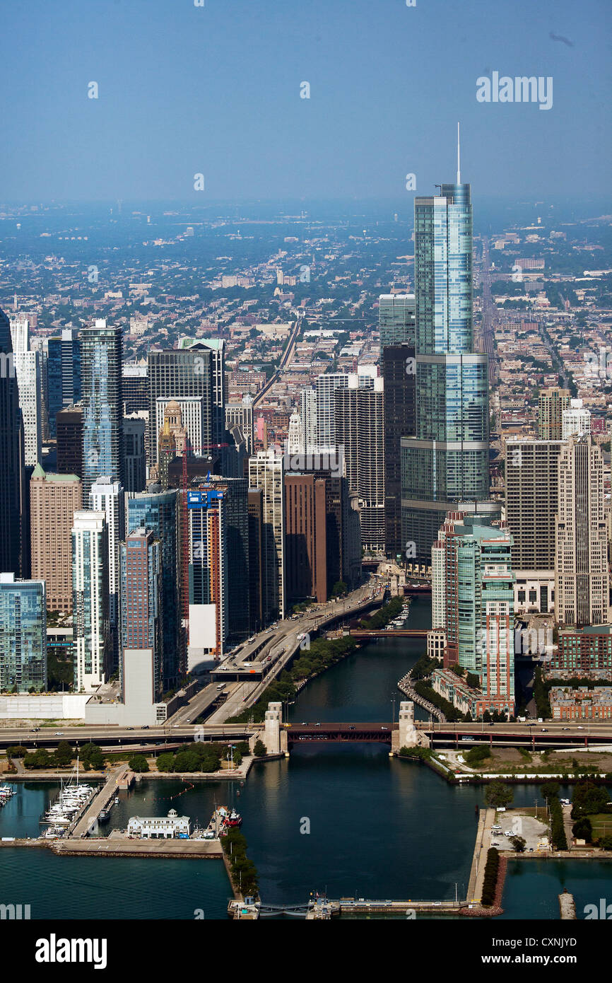 aerial photograph Trump International Hotel and Tower Chicago, Illinois Stock Photo