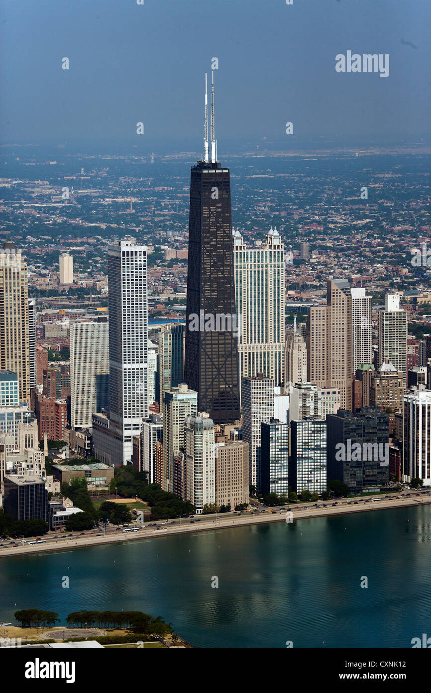 aerial photograph John Hancock Center, Chicago, Illinois Stock Photo