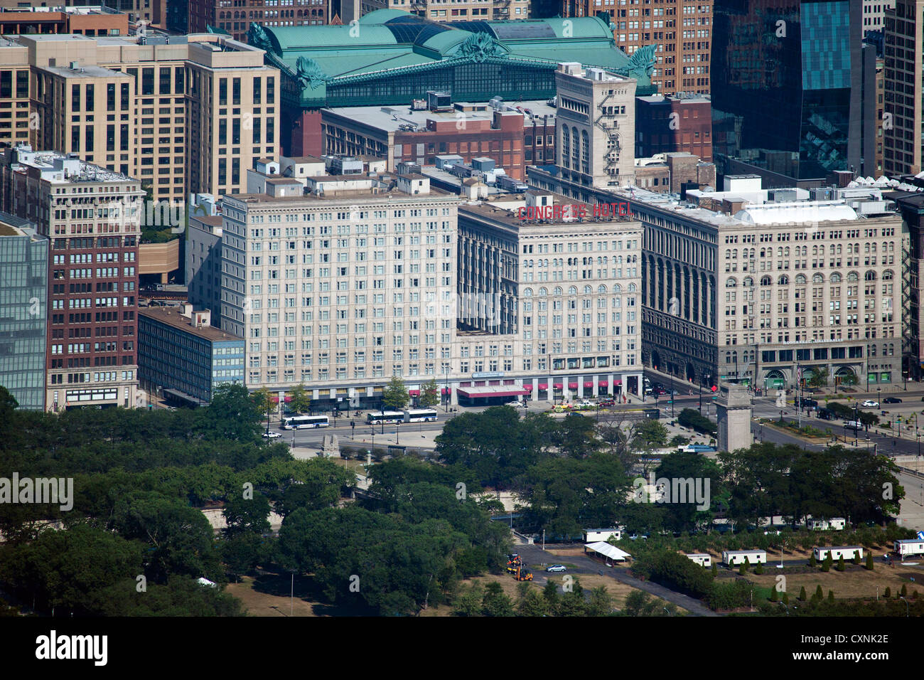 aerial photograph Congress Hotel, Chicago, Illinois Stock Photo