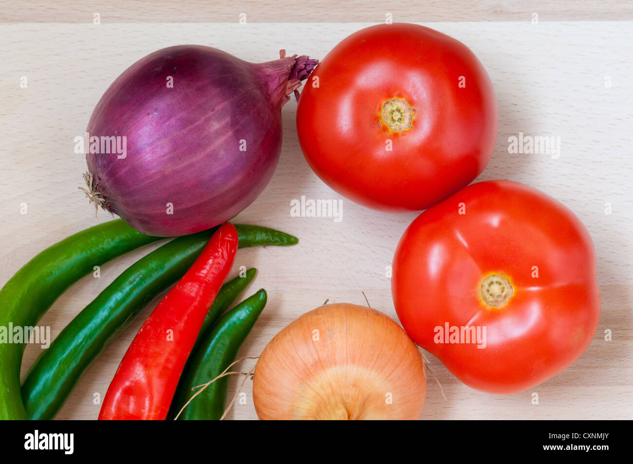 Tomatoes,green and red pepper, onion, potato Stock Photo Alamy