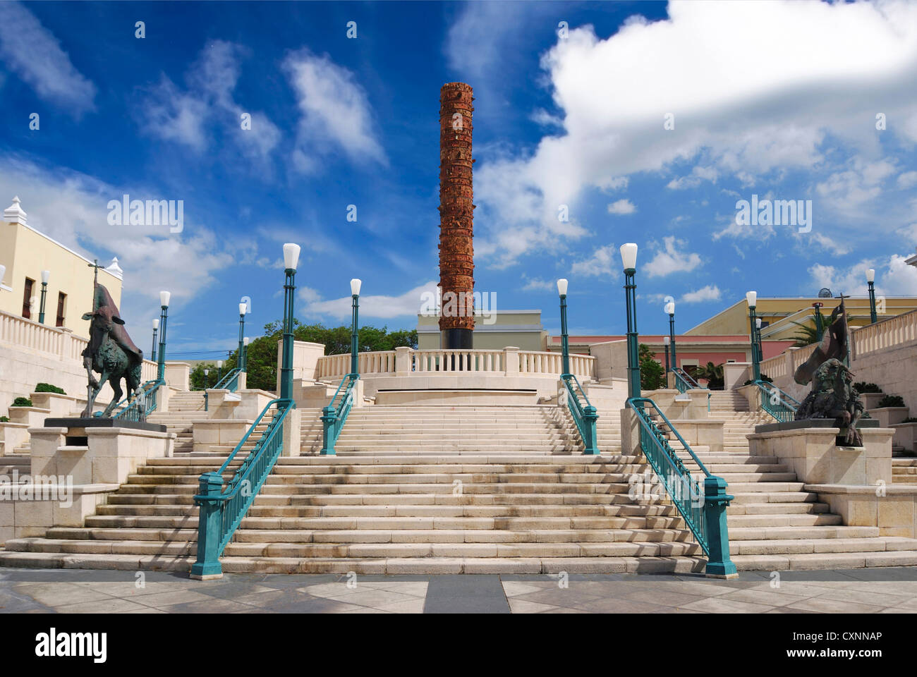 Puerto Rico, San Juan, Plaza del Quinto Centenario, View of El Totem in