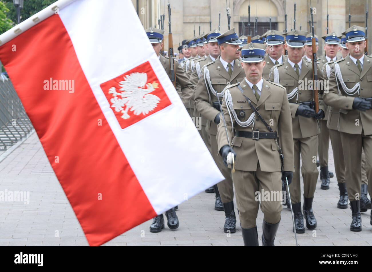 Ceremonial guard - Representative Company of the Polish Armed Force Stock Photo