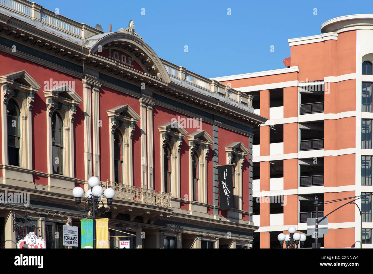 I.O.O.F. Building in the Gaslamp Quarter Historic District, San Diego CA Stock Photo