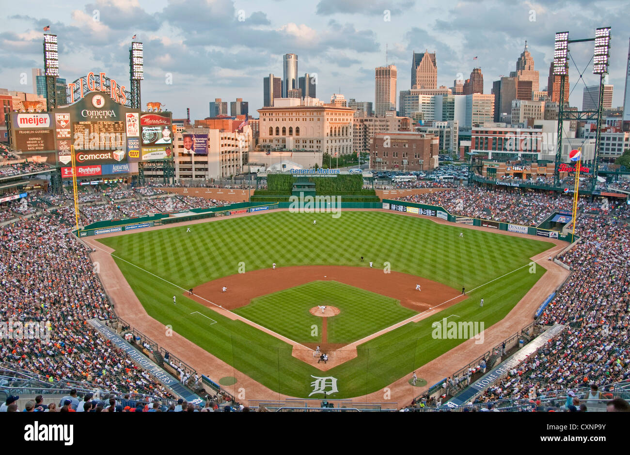 Detroit Tigers host Seattle Mariners at Comerica Park in Detroit Stock Photo