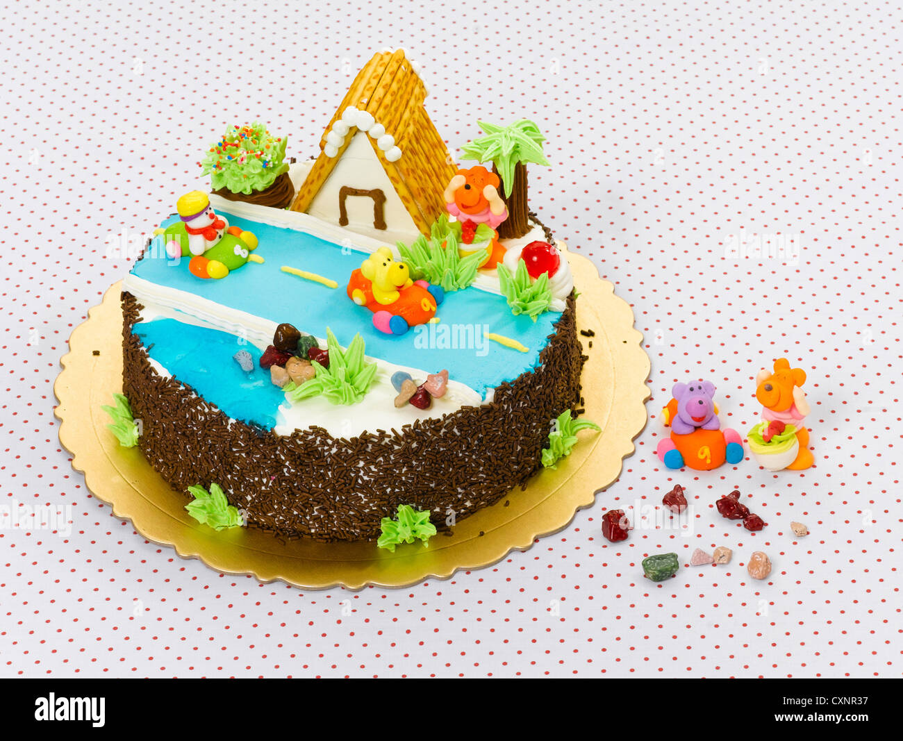 Handmade fancy cake beautiful and eatable for children Stock Photo