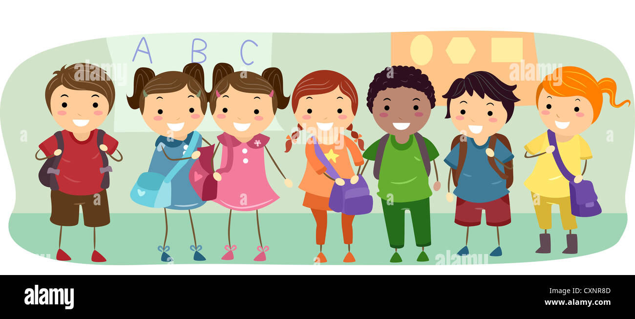 Children Line Up Clipart