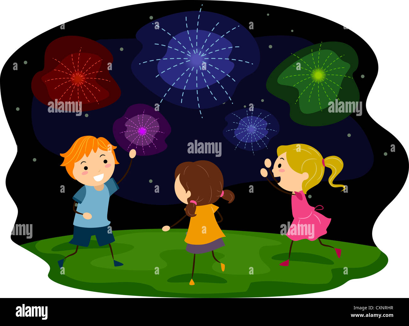 мальчик салют. зажигают вместе фейерверк дети. Old painting of a long hair girl watching the firework. 23 февраля салют картинки. Watch a firework display.