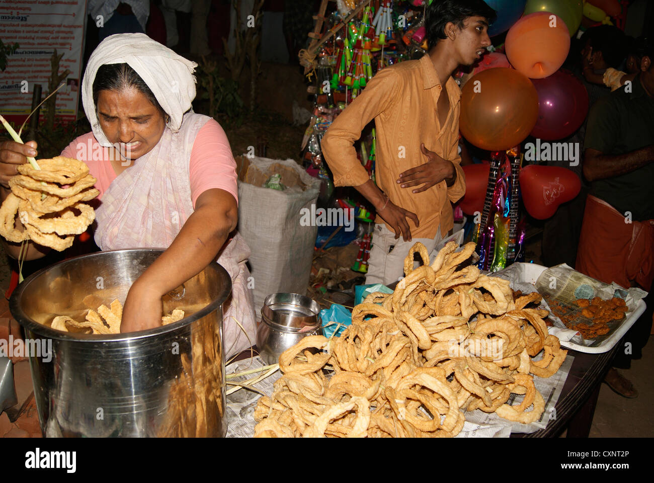 Open Night food Snack Stall Shop in Kerala India during Temple Festival