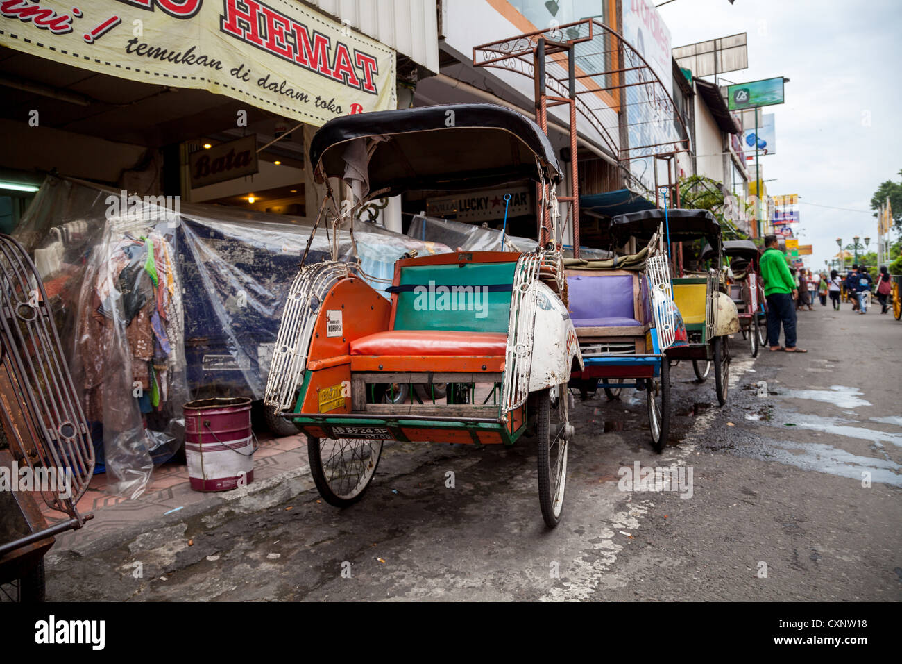 Typical Rickshaw in Yogyakarta in Indonesia Stock Photo