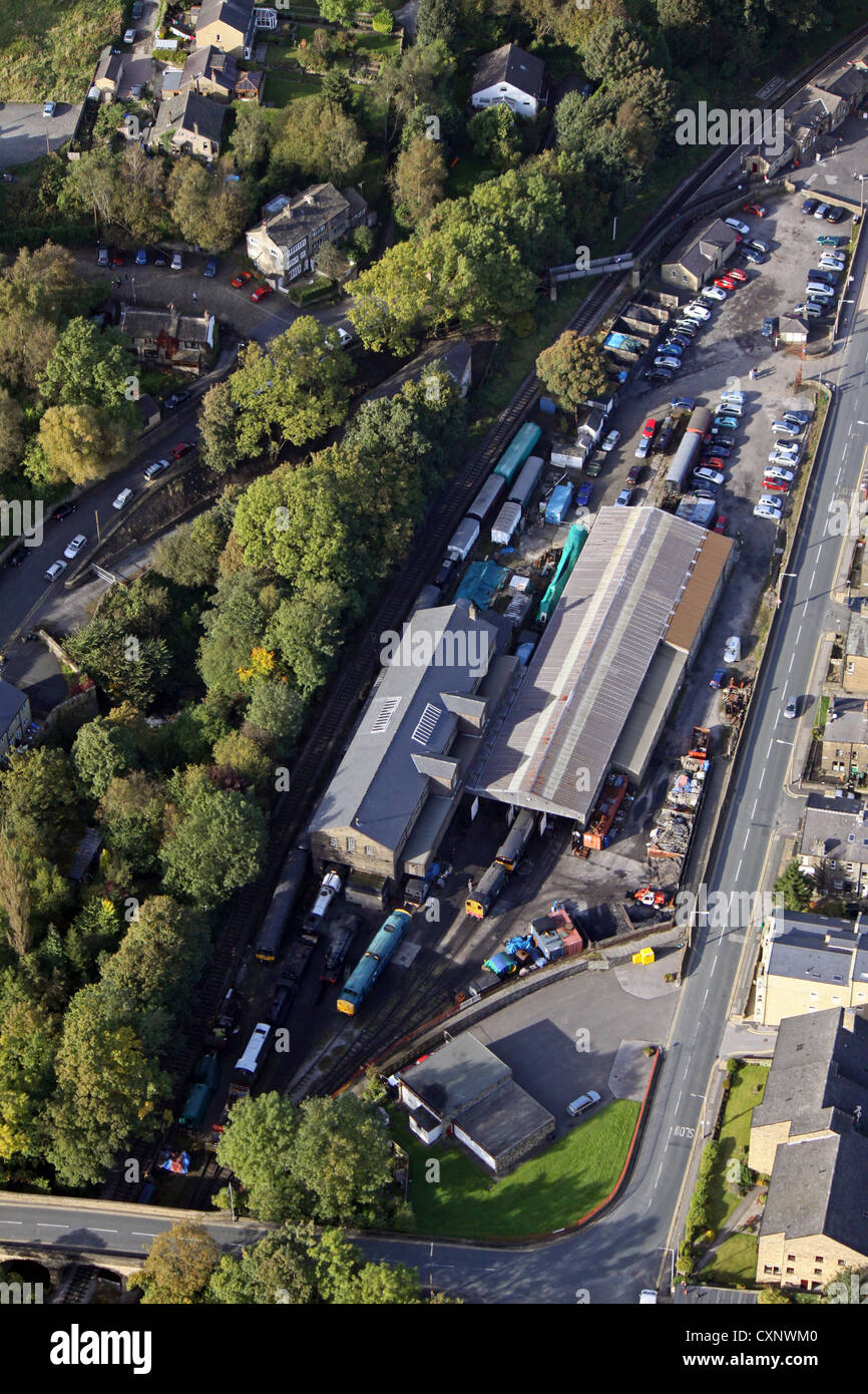 aerial view of Howarth Station engine sheds Stock Photo