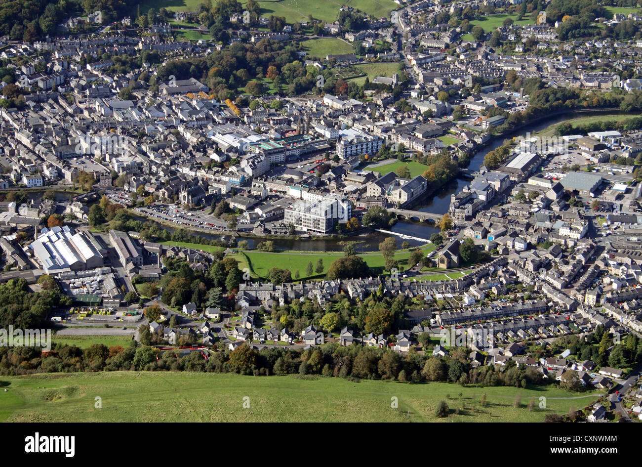 aerial view of Kendal in Cumbria Stock Photo