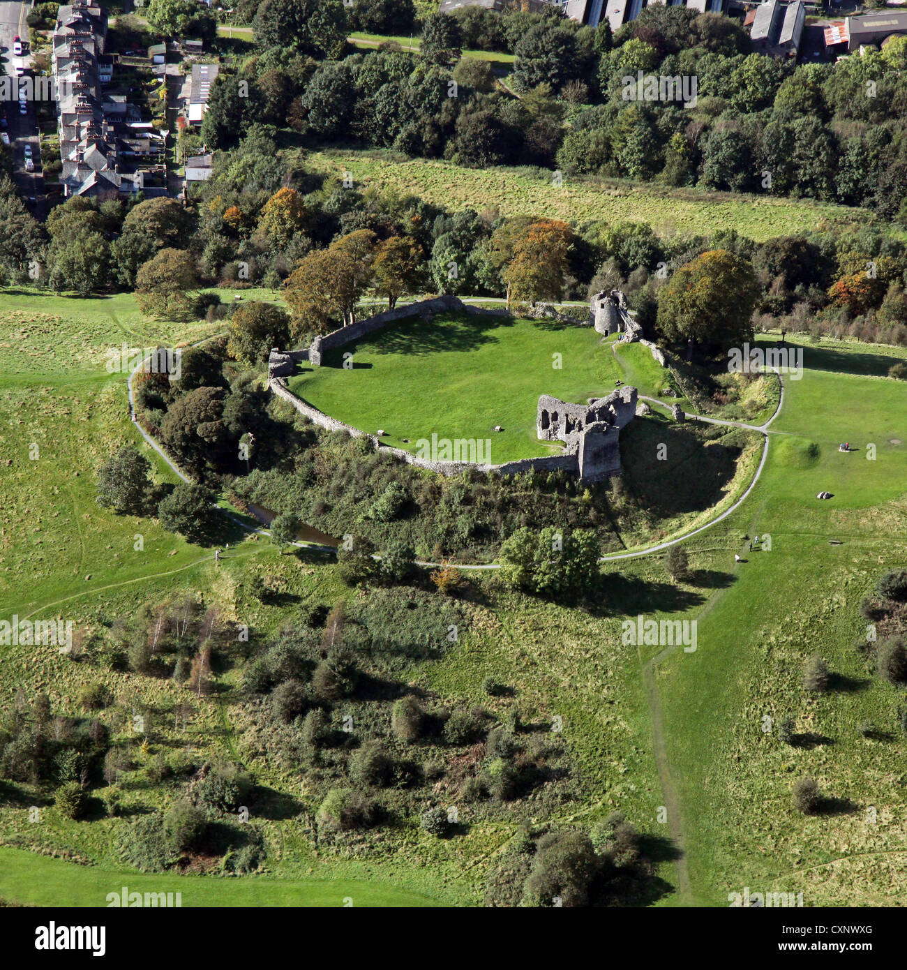 aerial view of Kendal Castle in Cumbria Stock Photo