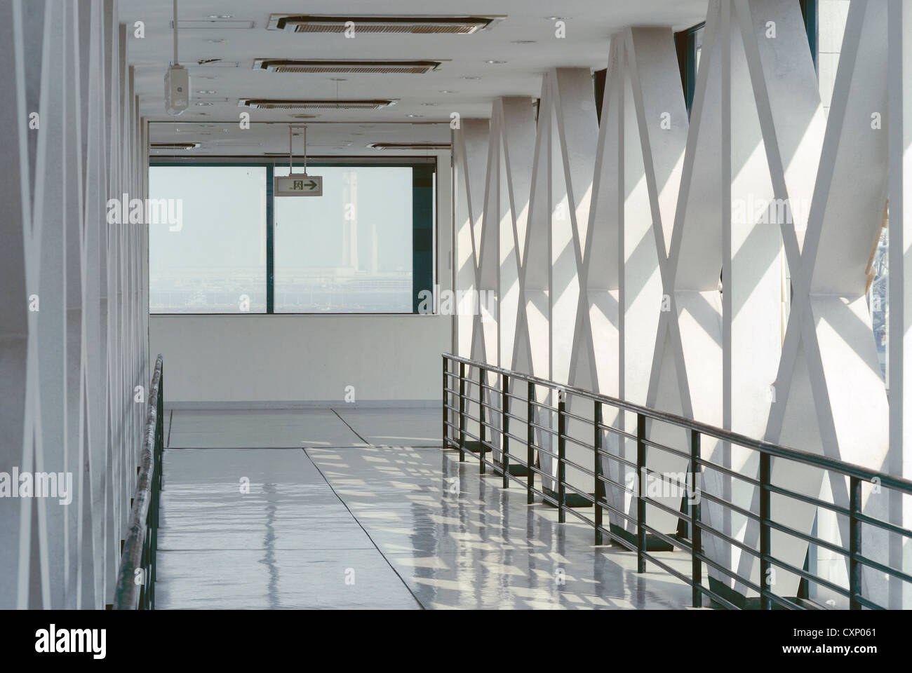 empty light corridor inside modern building Stock Photo