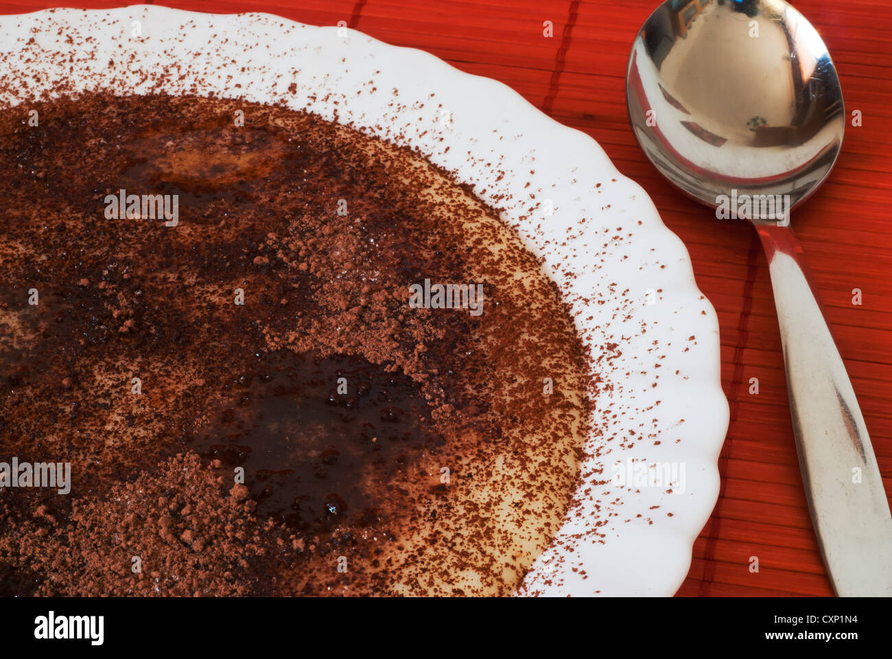 Semolina mash with cocoa for babies and small children Stock Photo