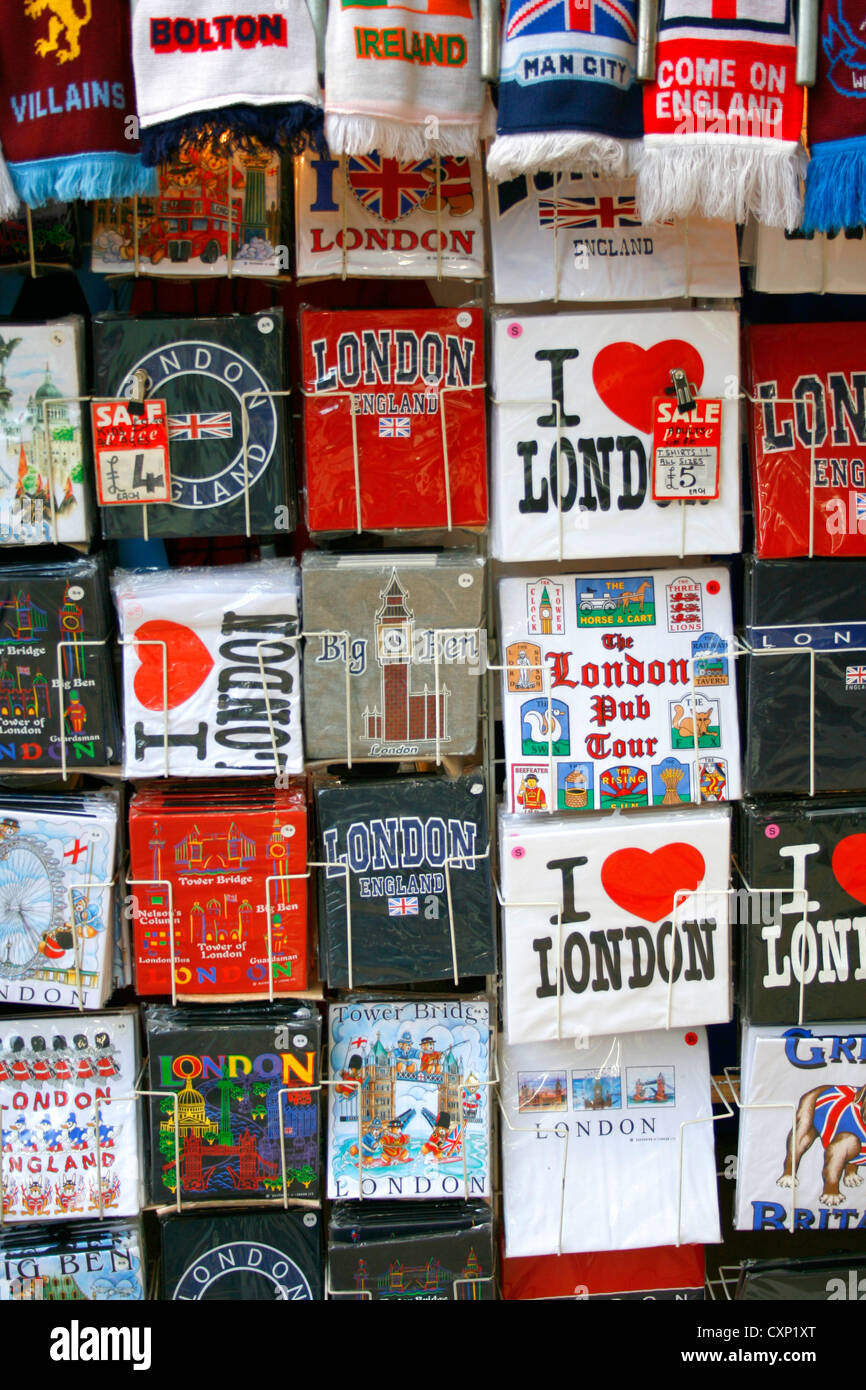 A display of I Love London items, T-Shirts Scarfs etc Stock Photo - Alamy