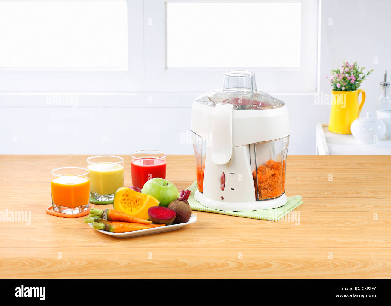 Electric juice blender machine with pulp separator the home appliance Stock Photo