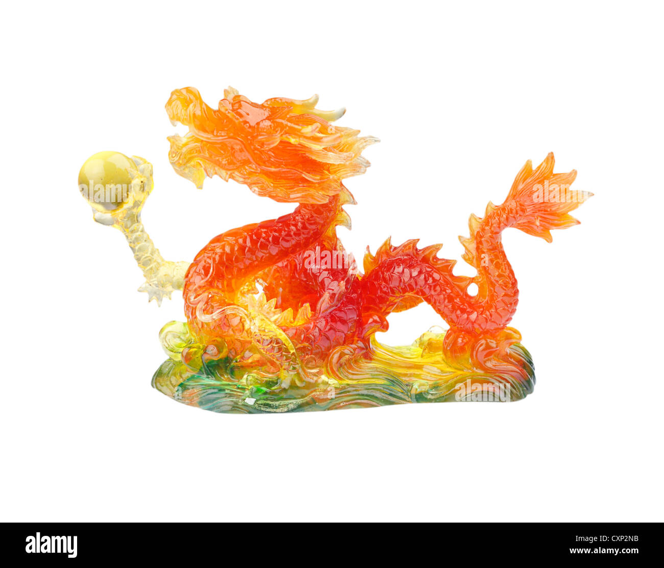 statue sculpture of the red dragon Stock Photo