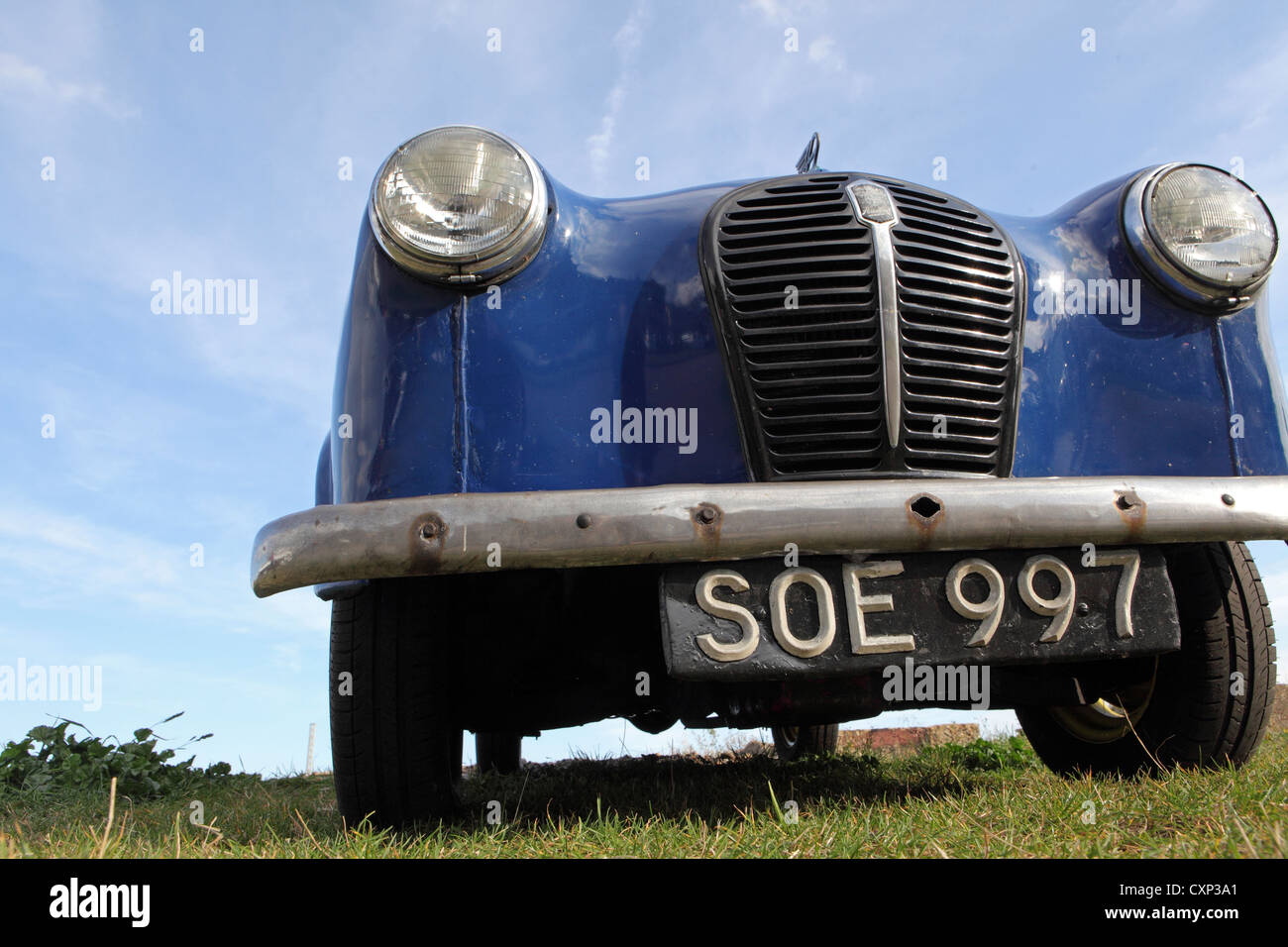 Blue Austin A30, British classic car, Suffolk, UK Stock Photo