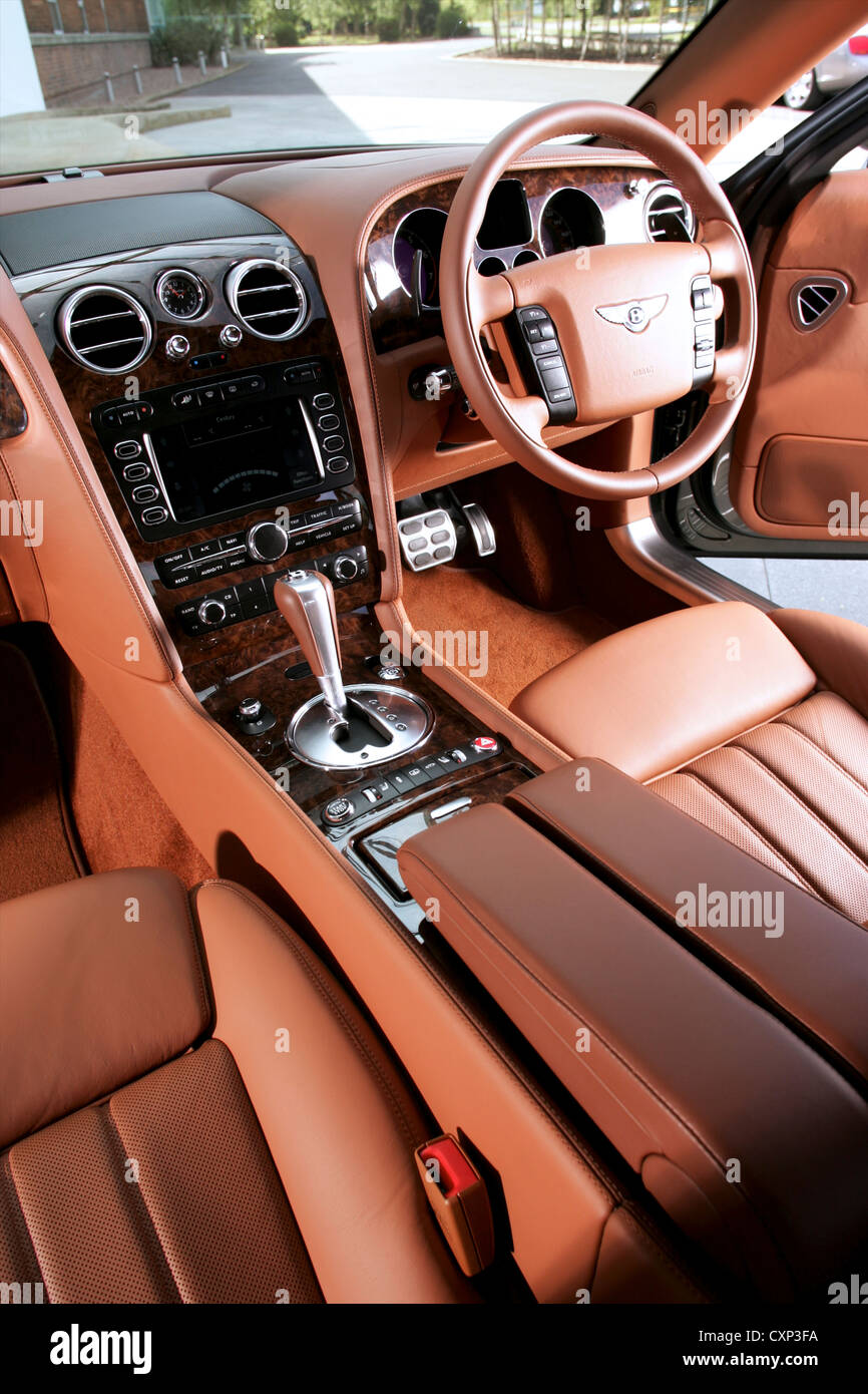 Portrait front interior of Bentley Continental Flying Spur Stock Photo