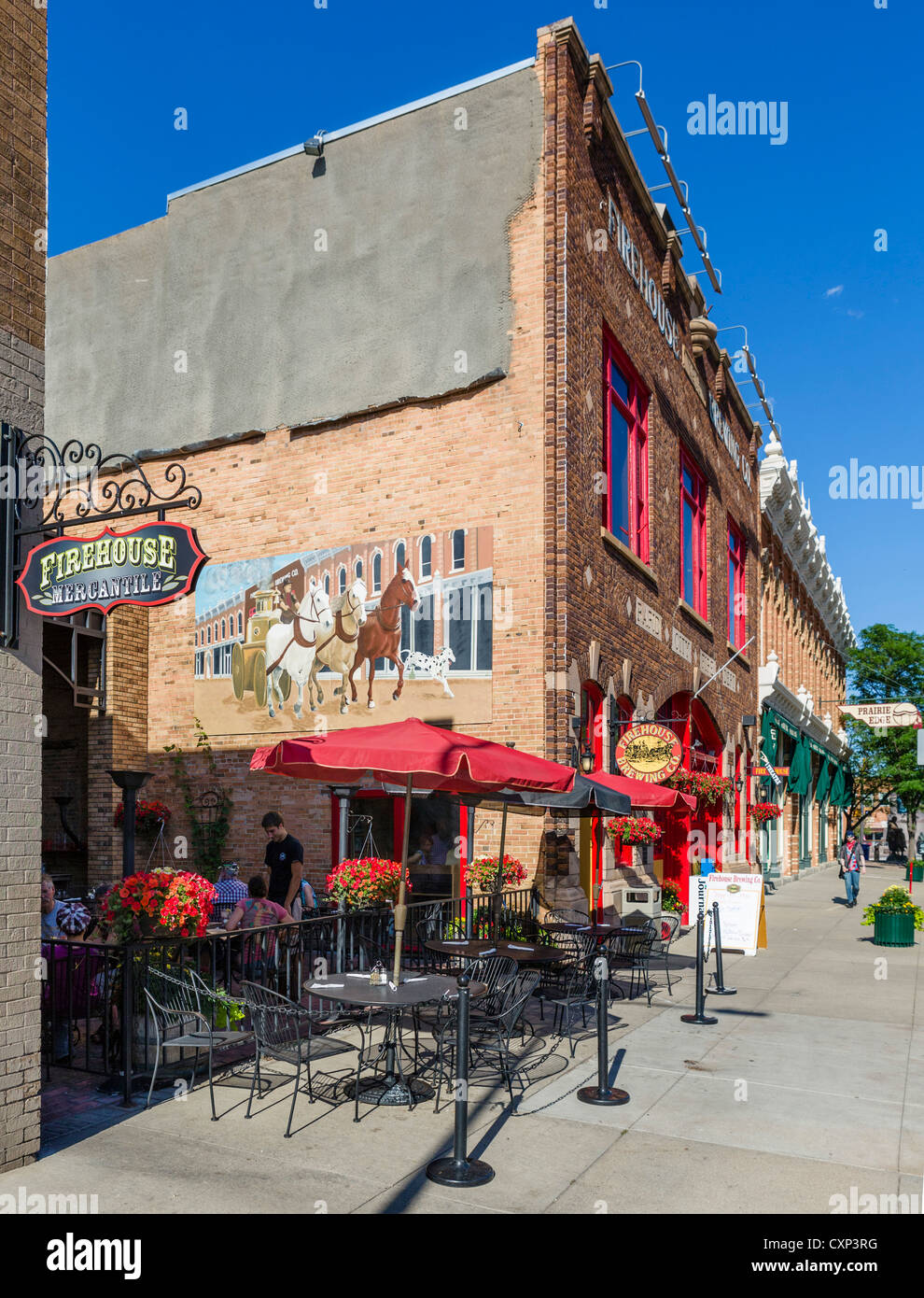 The Firehouse Brewing Co bar and brewery on Main Street in downtown Rapid City, South Dakota, USA Stock Photo
