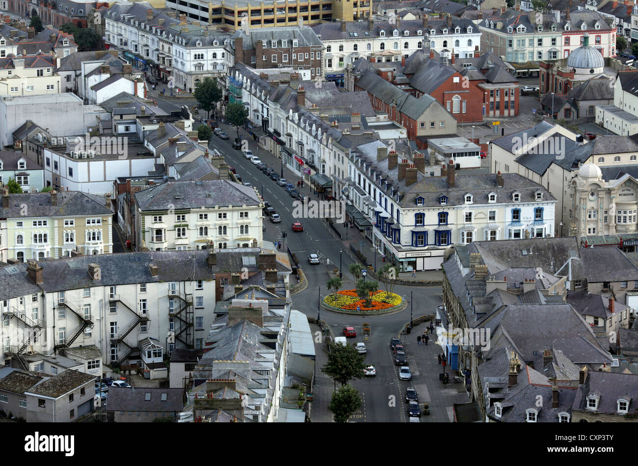Looking down on Mostyn Street, Llandudno town centre, from the Great Orme. Stock Photo