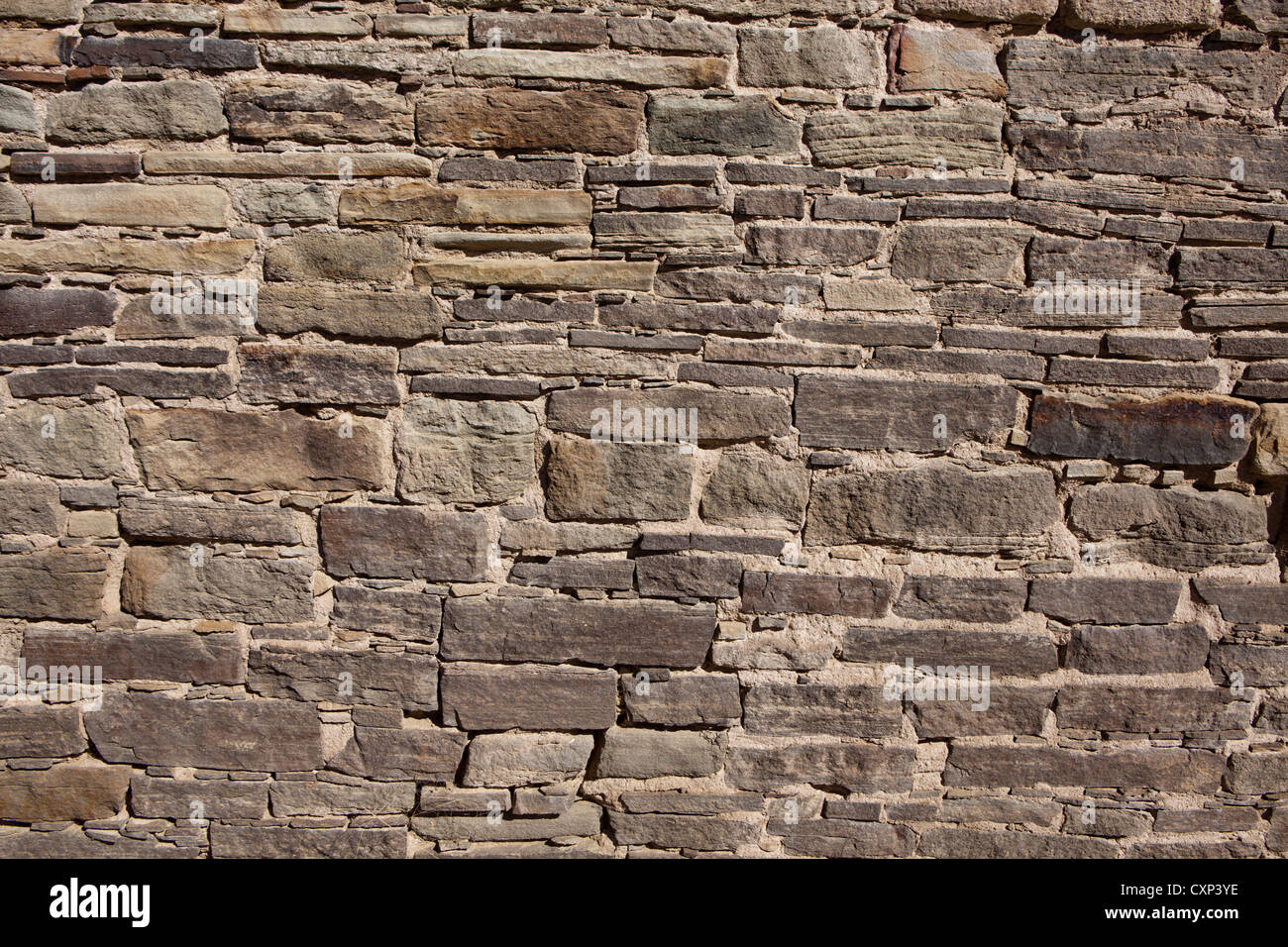 Close up Type III Masonry wall from the Salmon Chacoan ruin site in New Mexico Stock Photo