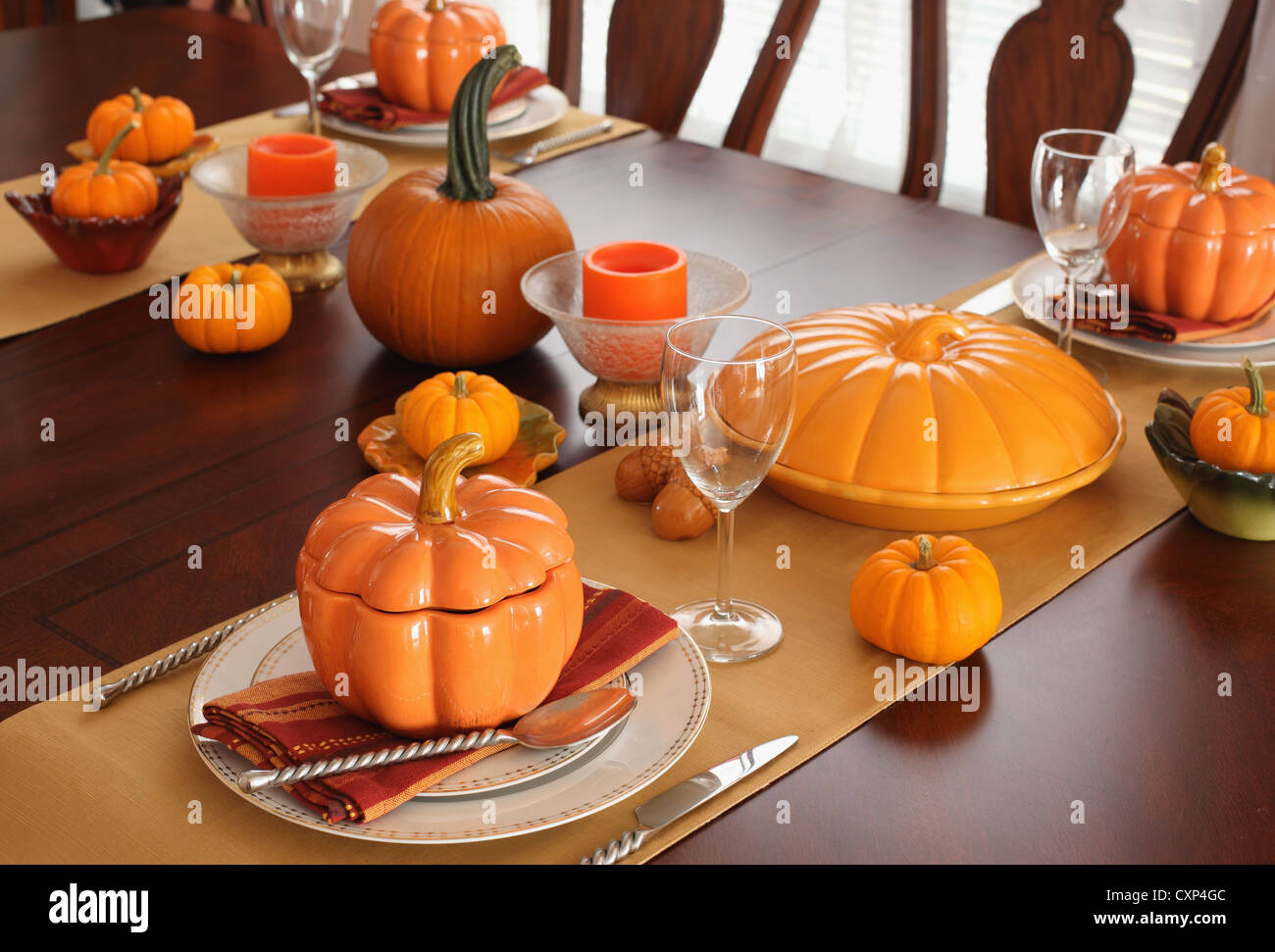 Table setting for thanksgiving day stock photo alamy