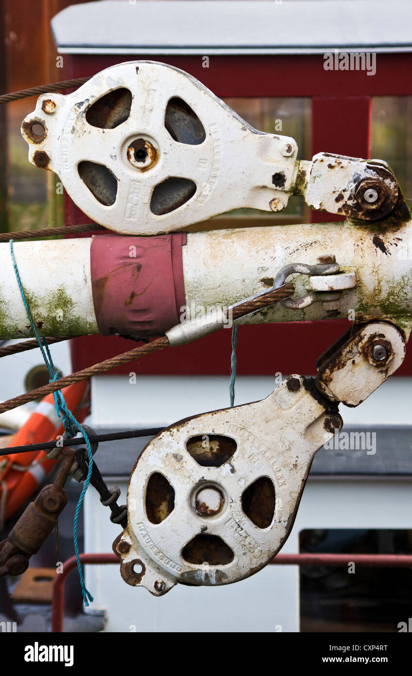 Boat pulleys at Maldon, Essex Stock Photo Alamy