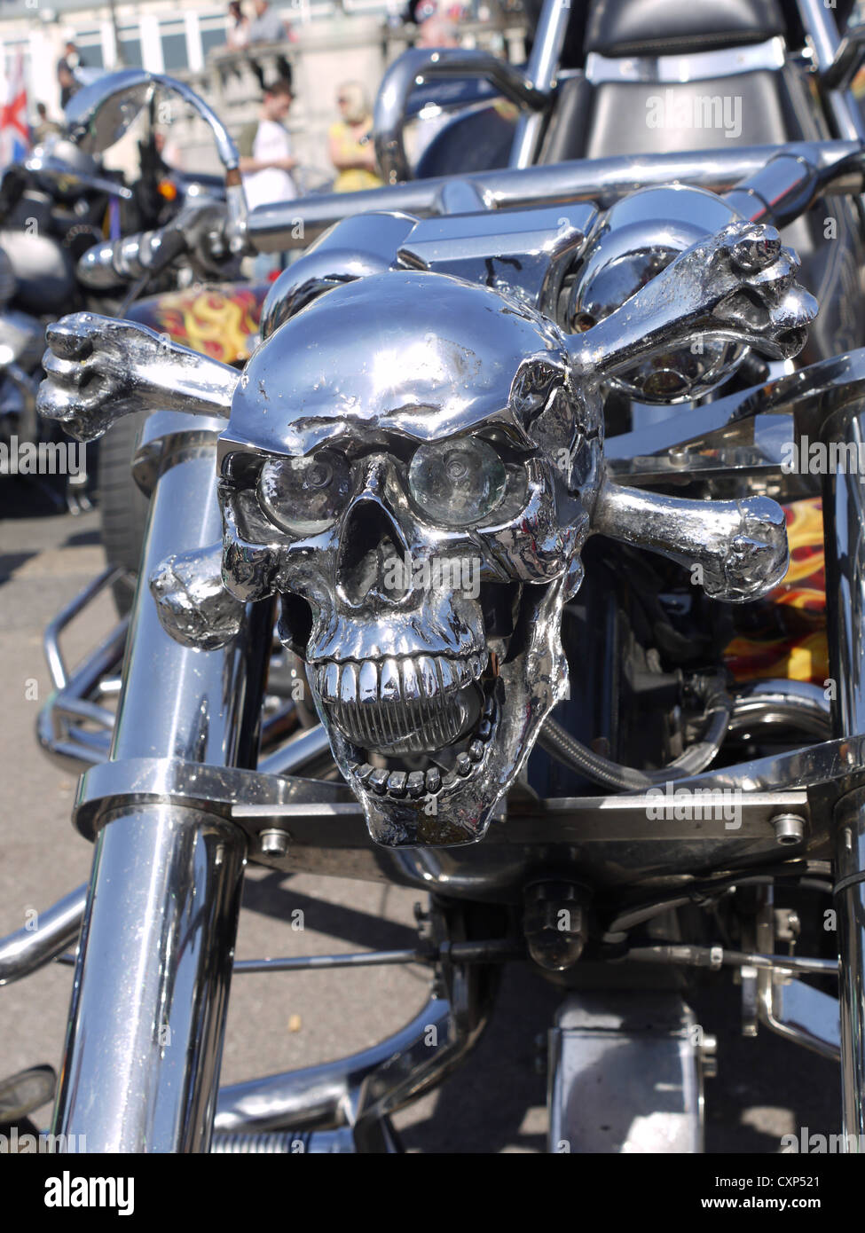 Hell Rider Skull and Crossbones Harley Chopper Stock Photo