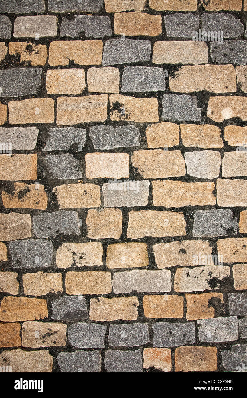 Cobble stone road pattern from Prague. Stock Photo