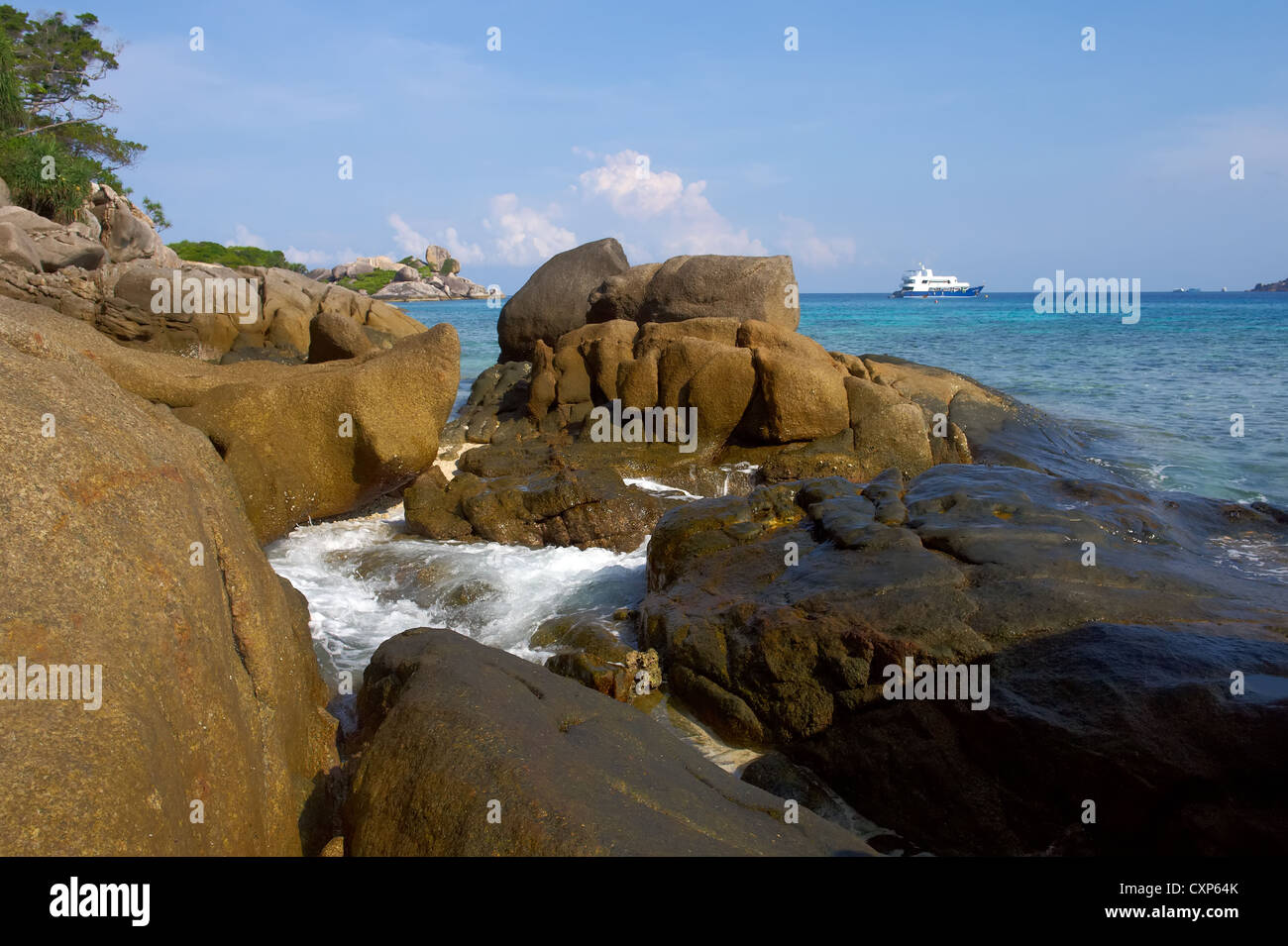 Coastal cliffs and beaches of the Similan Islands in Thailand Stock Photo