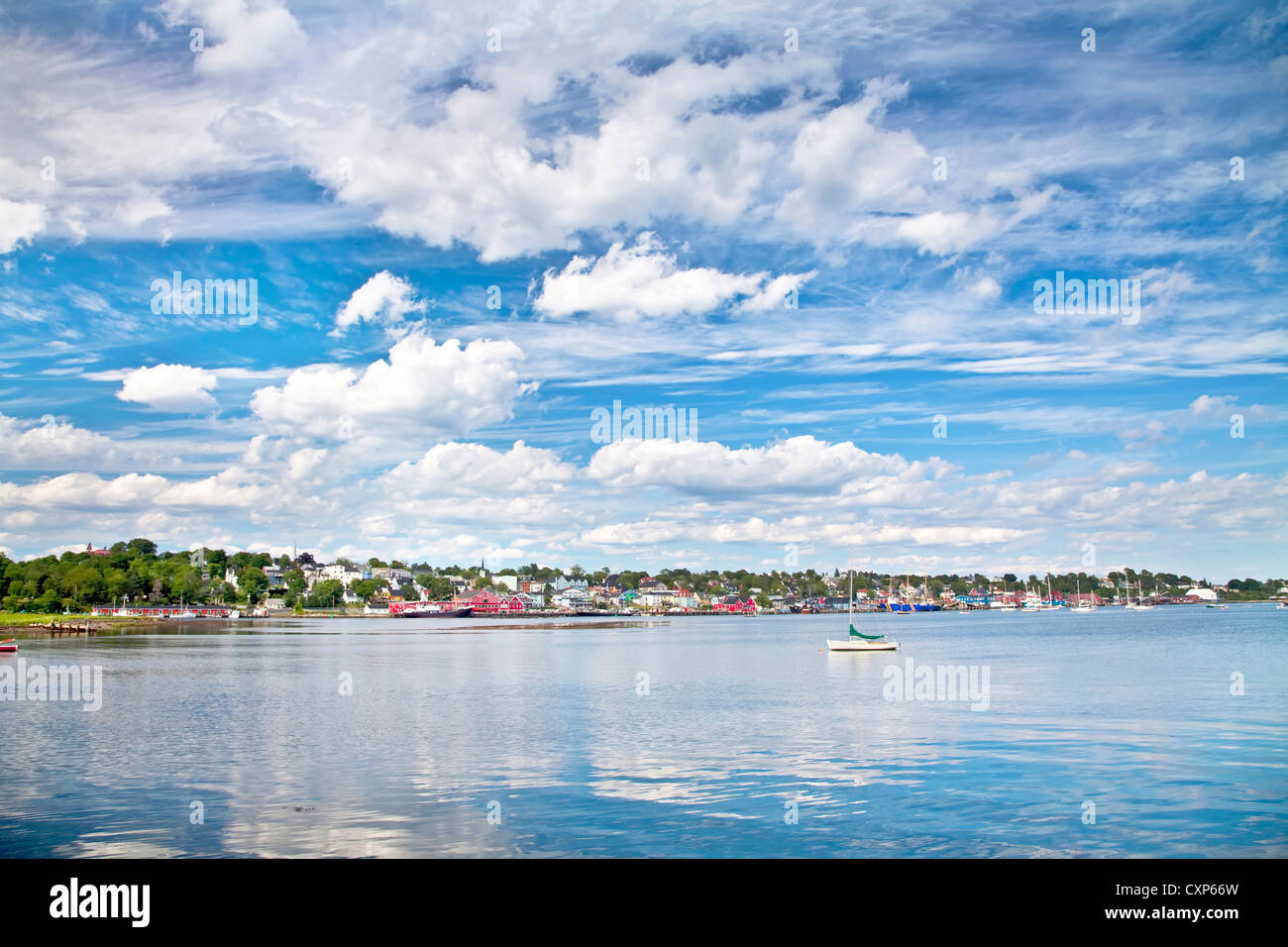 Harbour and waterfront of the historic town of Lunenburg, Nova Scotia, Canada. Stock Photo