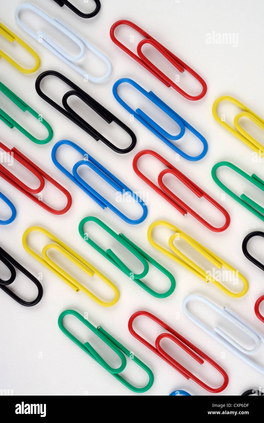 Colorful paper clips. Stock Photo