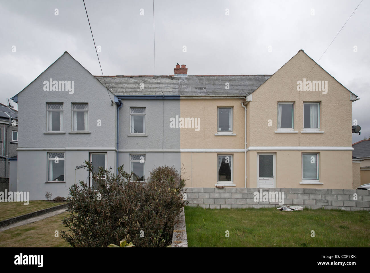 Semi-detached house in  St Dennis, Cornwall, UK. Stock Photo