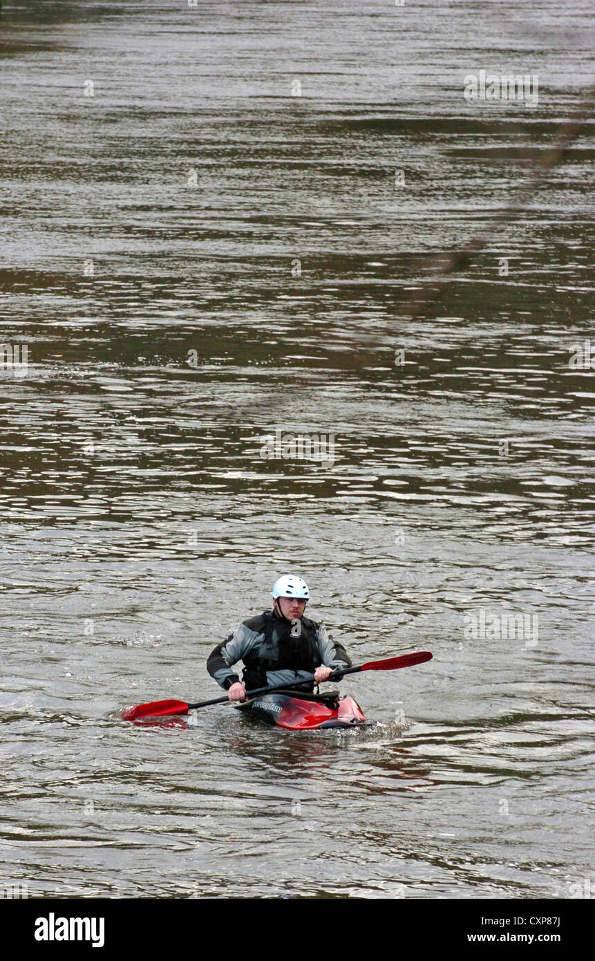 Canoeing on the River Wye at Symonds Yat near Hay on Wye in Powys