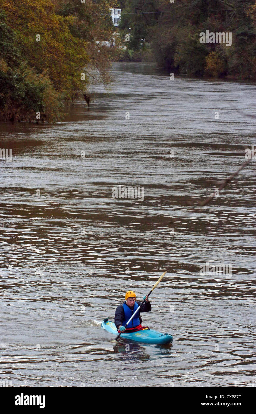 Canoeing on the River Wye at Symonds Yat near Hay on Wye in Powys