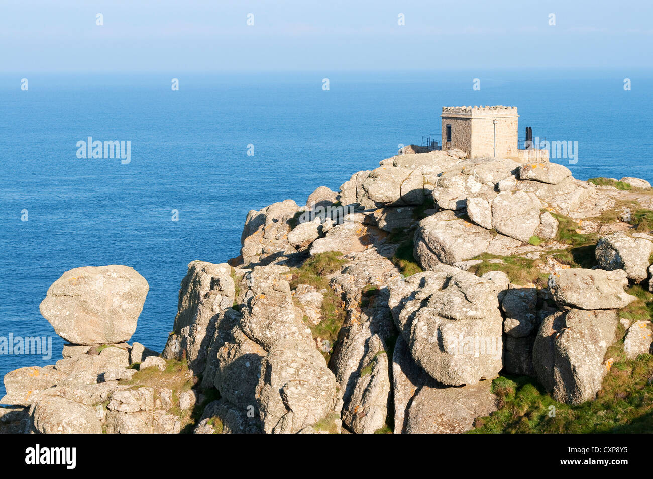 The old coast guards lookout point on the cliffs above sennen cove in cornwall, uk Stock Photo