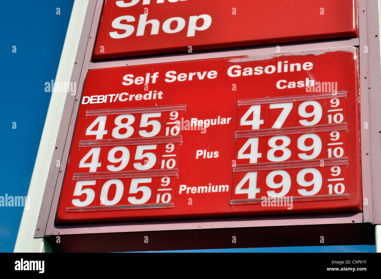Gas prices sign Stock Photo