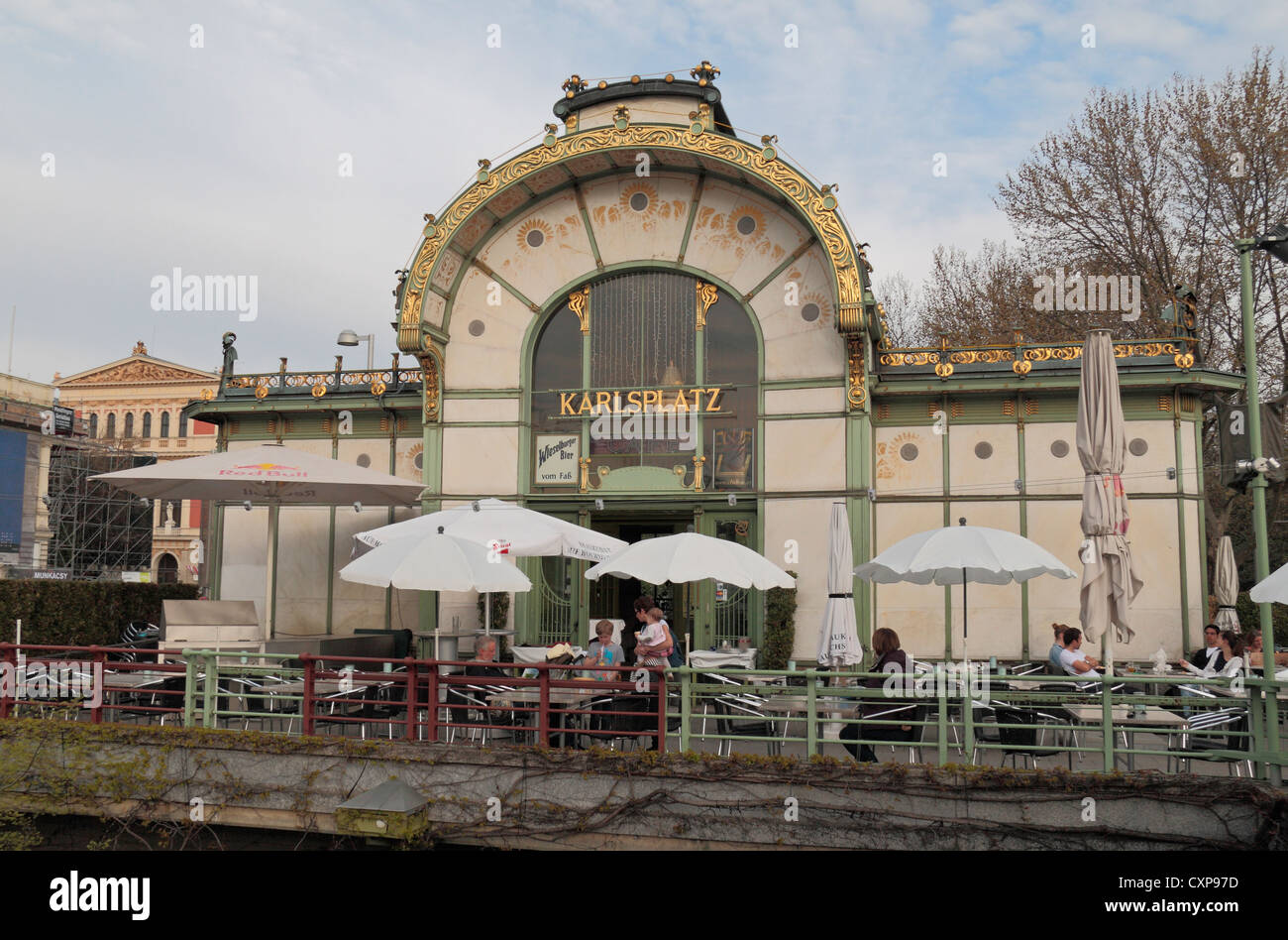 The Cafe Karl Otto, Otto Wagner Passage, (opposite Otto Wagner Pavillion), Karlsplatz, Vienna (Wien), Austria. Stock Photo