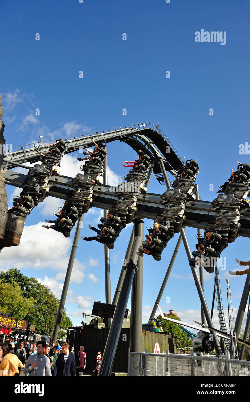 'The Swarm' winged rollercoaster ride, Thorpe Park Theme Park, Chertsey, Surrey, England, United Kingdom Stock Photo